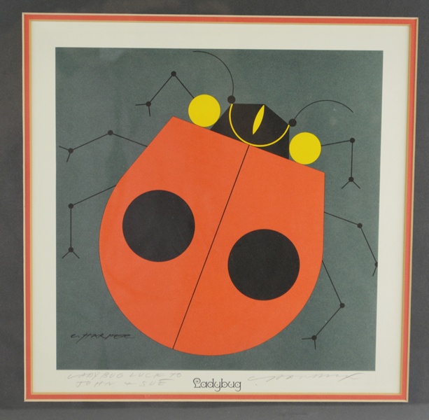 Signed Charley Harper "Ladybug" Offset Lithograph