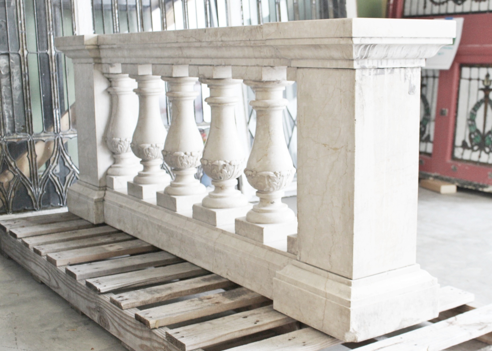 Carrara Marble Baluster Sanctuary Rail