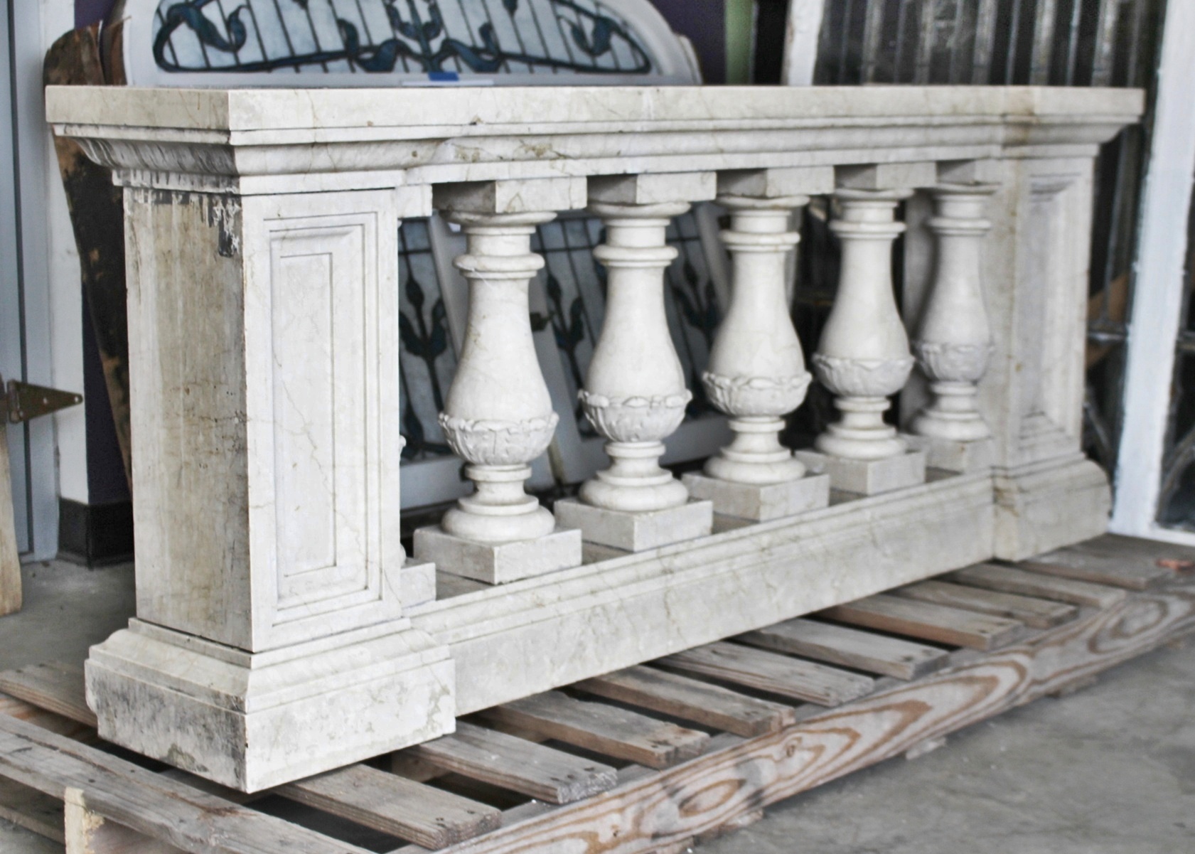 Carrara Marble Baluster Sanctuary Rail