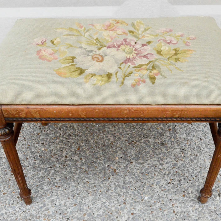 Vintage Embroidered Piano Bench