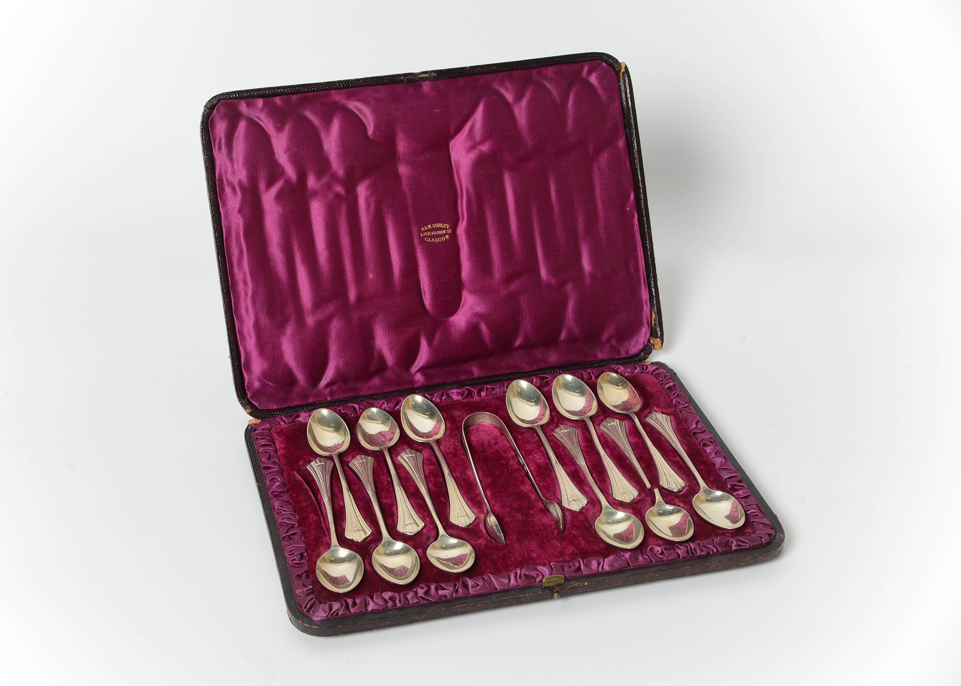 R&W Sorley Glasgow English Sheffield Platted Silver Spoon Set