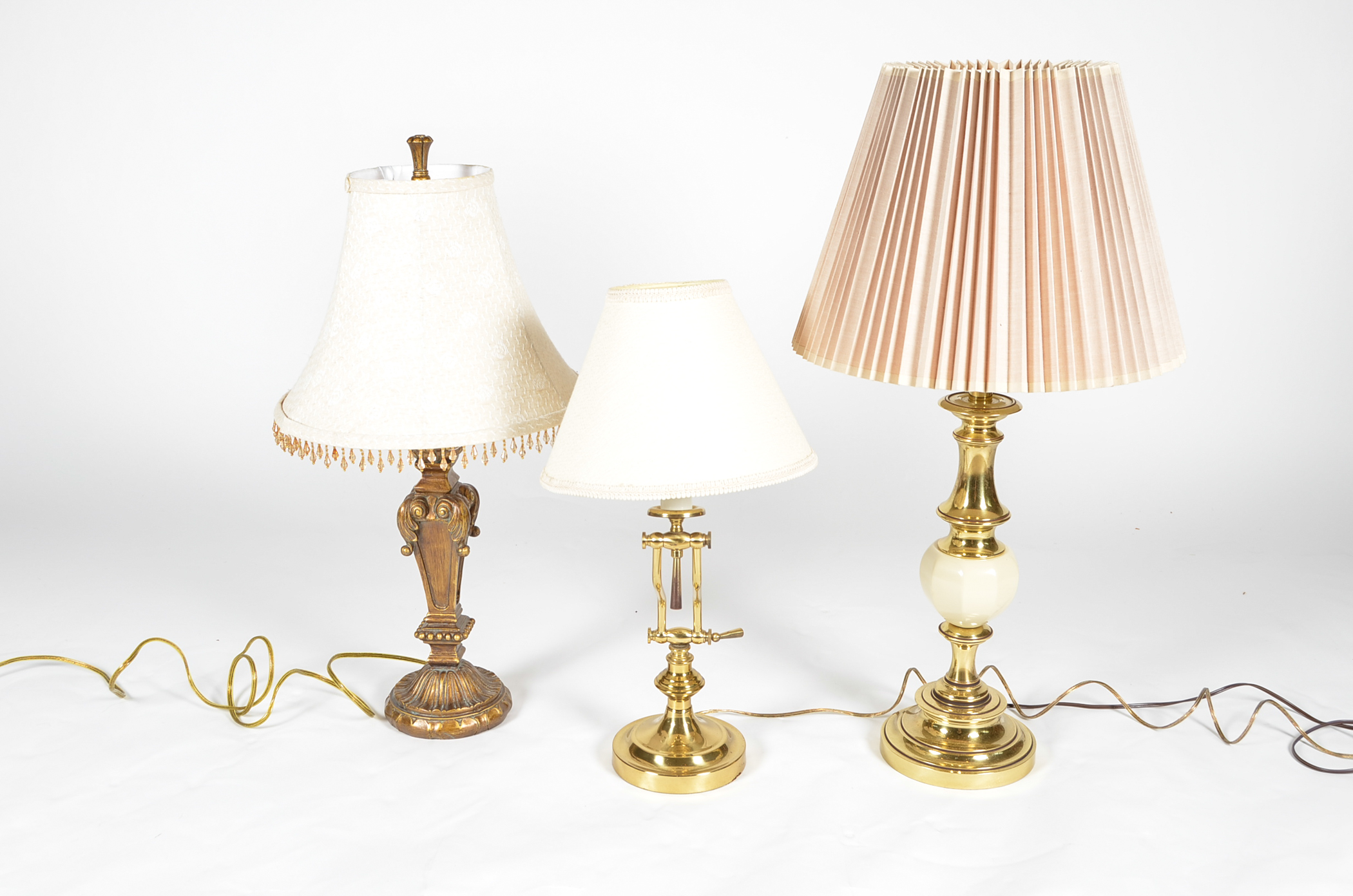 Trio of Gold-Toned Lamps