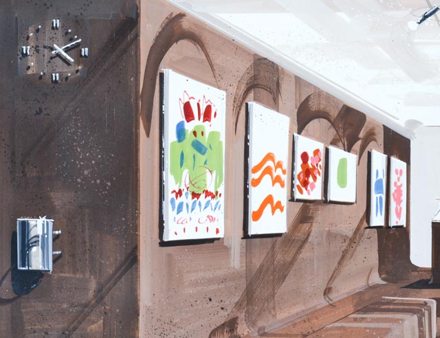 Pair of Design Renderings of a Lobby