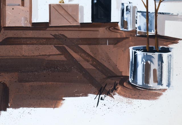 Pair of Design Renderings of a Lobby