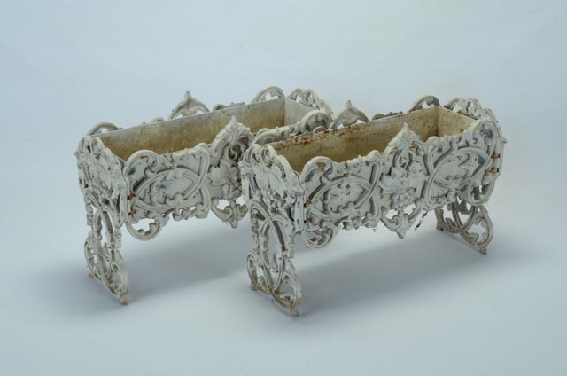 Vintage Pair Cast Iron Planter Box