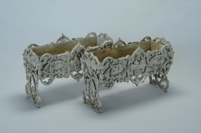 Vintage Pair Cast Iron Planter Box