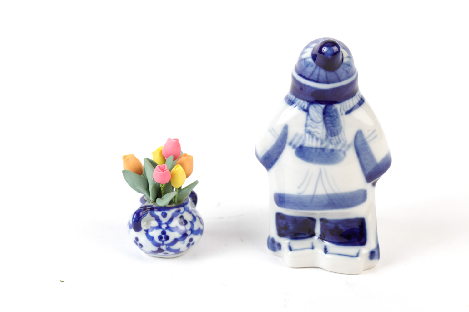 Handpainted Blue and White Ceramic Figurines