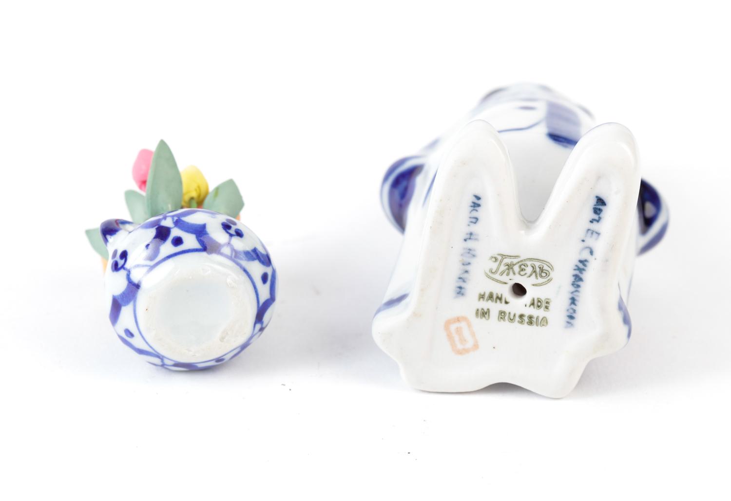 Handpainted Blue and White Ceramic Figurines