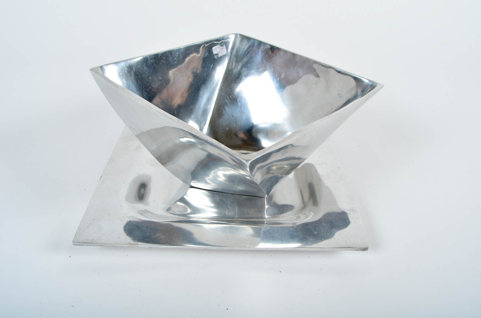 Crate and Barrel Silver Toned Dish and Platter