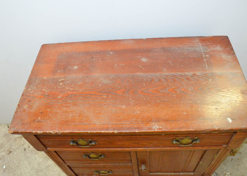 Antique Oak Wash Basin Cabinet