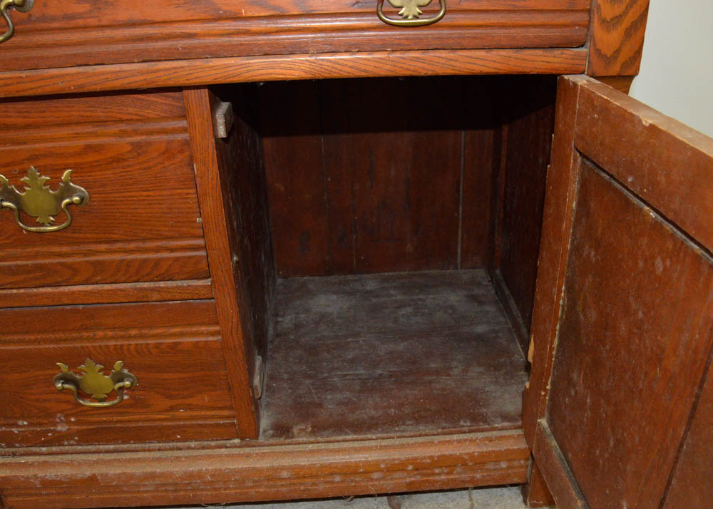 Antique Oak Wash Basin Cabinet