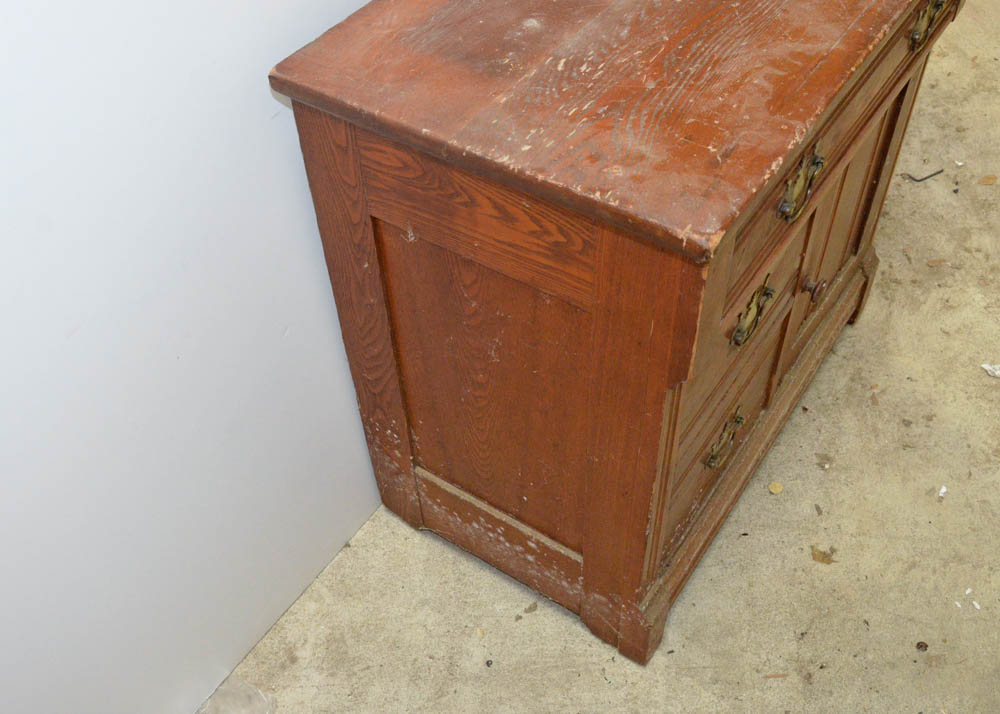 Antique Oak Wash Basin Cabinet