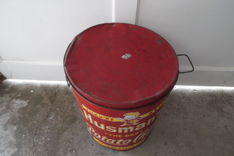 Vintage Husman's Metal Potato Chip Can