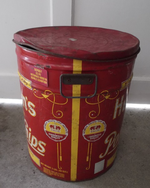 Vintage Husman's Metal Potato Chip Can