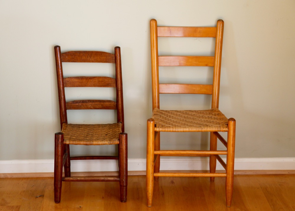 Ladder-Back Chairs with Rush Woven Seats