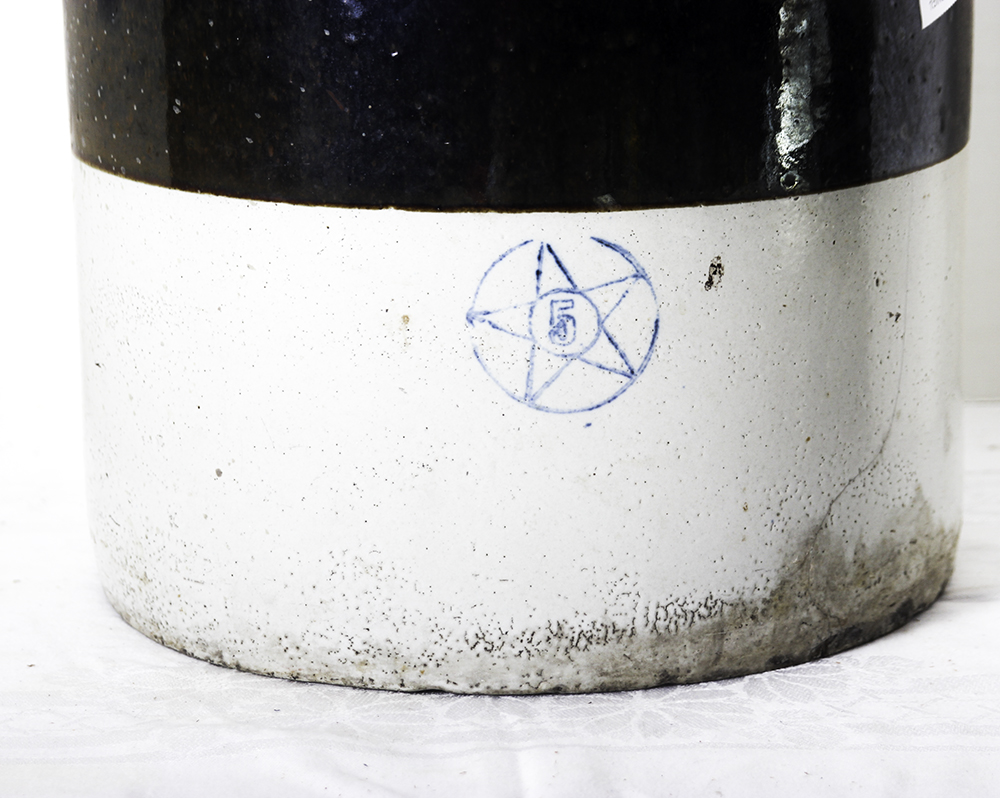 Antique Star Stoneware Five Gallon Crock