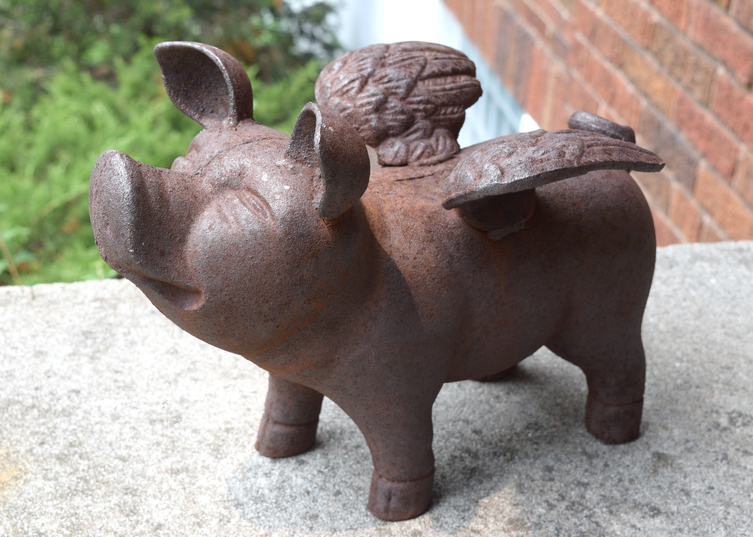 Cast Iron Flying Pig Statue