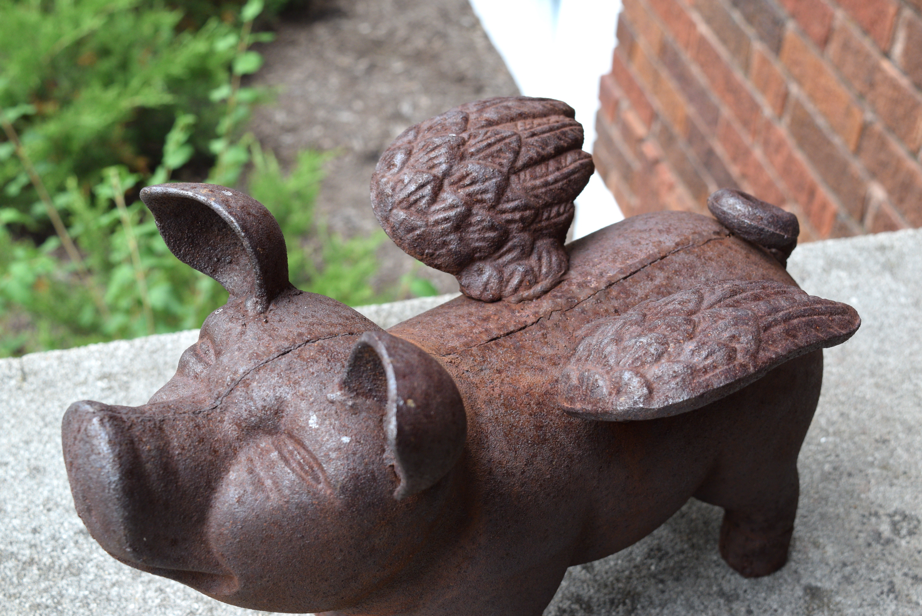 Cast Iron Flying Pig Statue