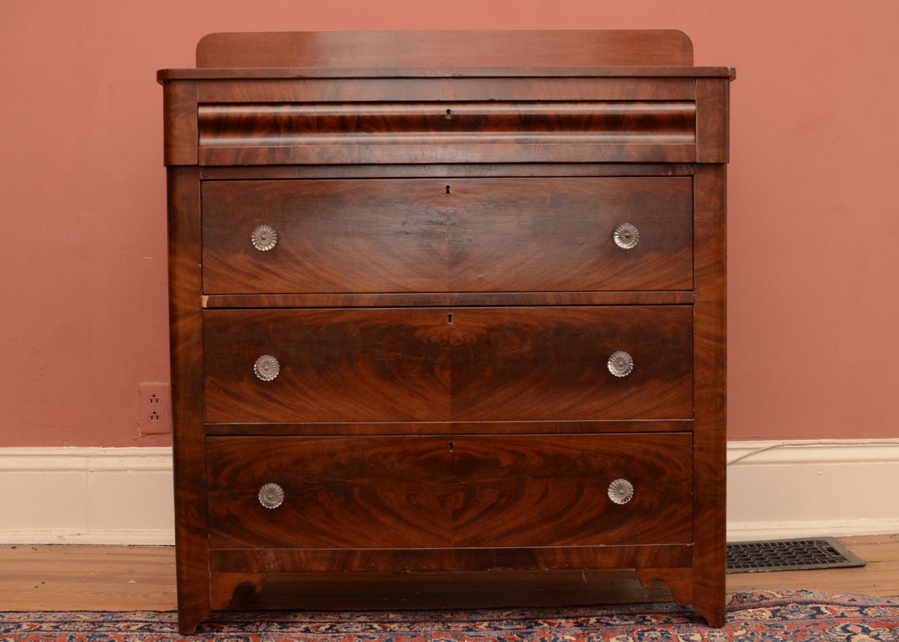Mid 19th Century Empire Flame Mahogany Dresser
