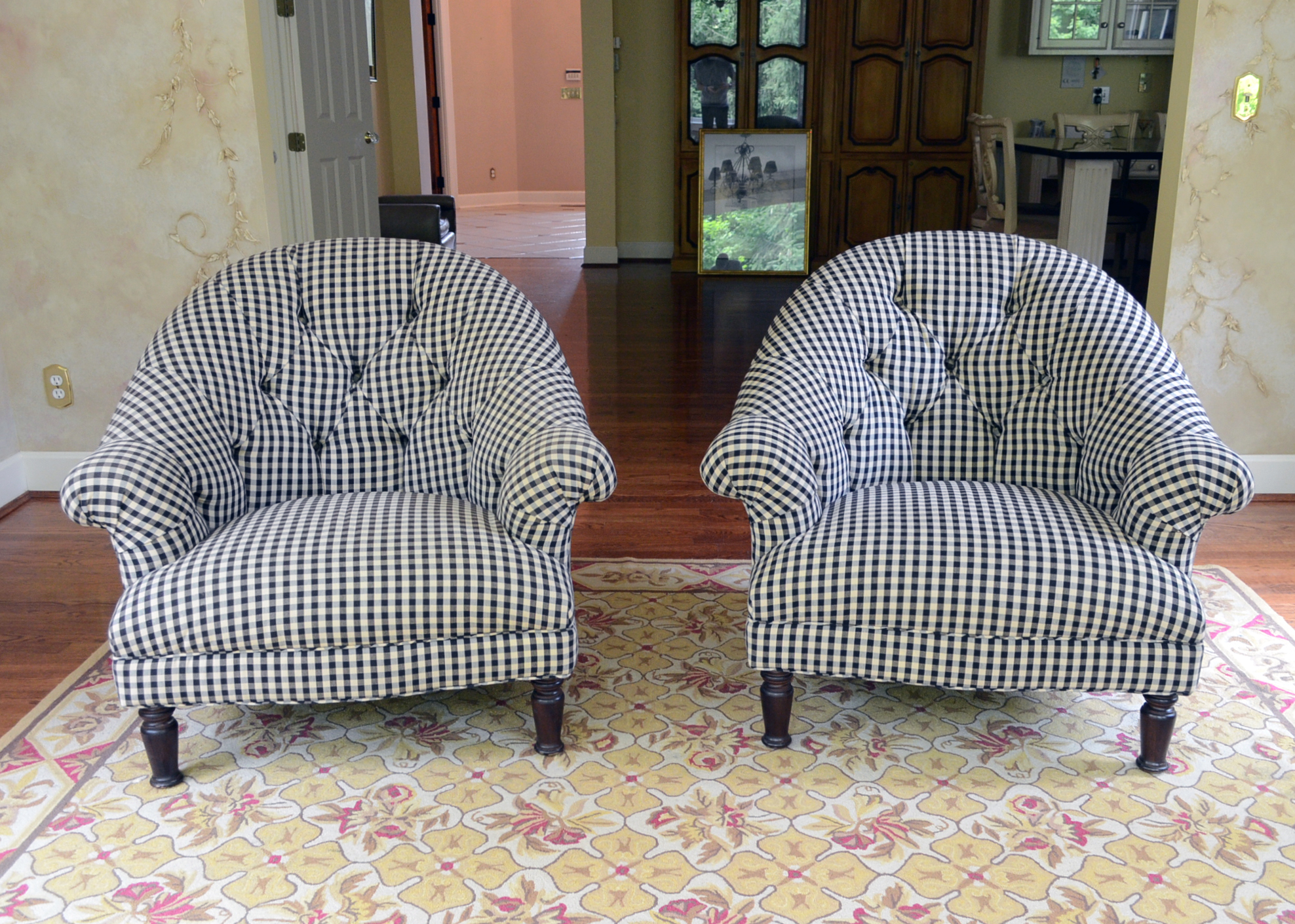 Pair of Barrel Back Tufted Chairs