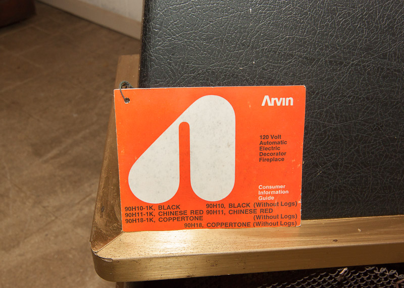 Vintage Arvin Electric Fireplace