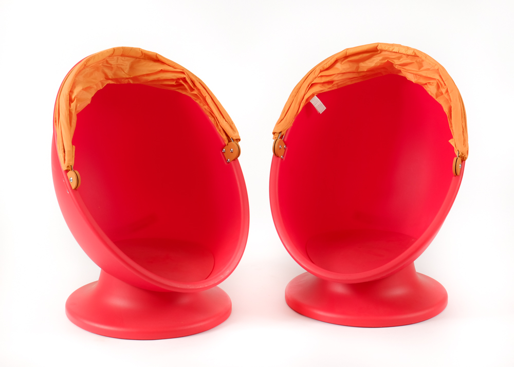 Pair of IKEA Children's Egg Chairs in Red