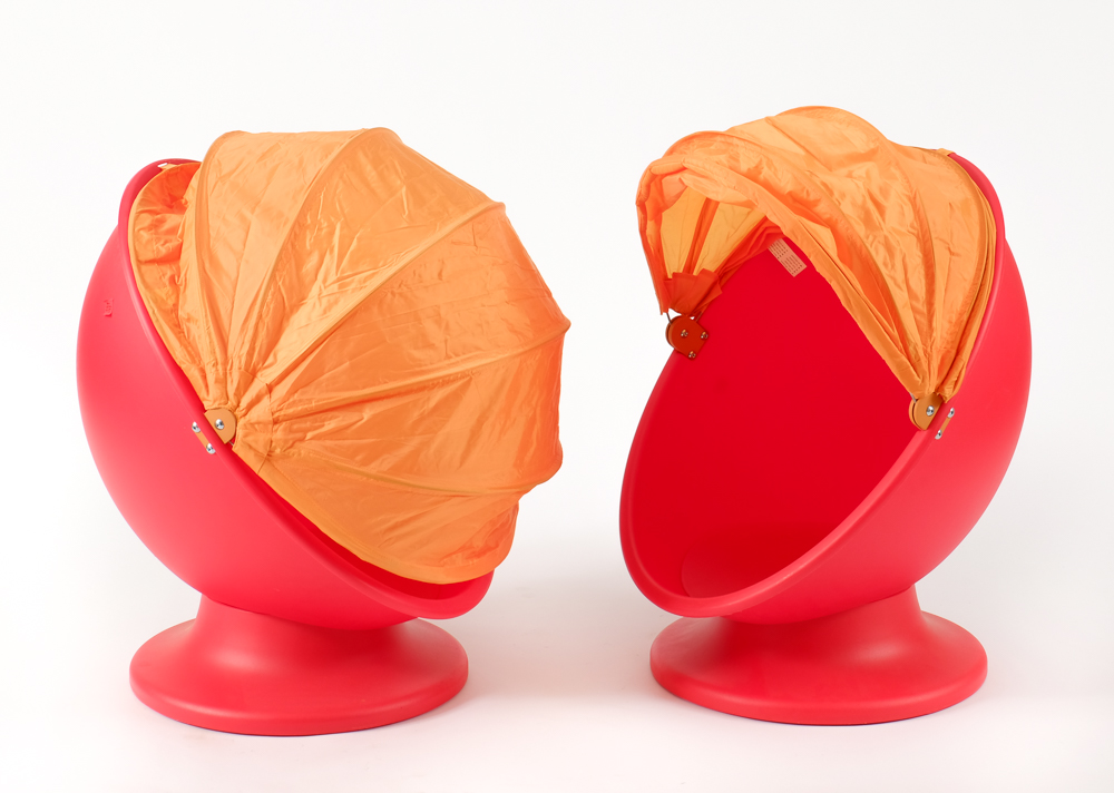 Pair of IKEA Children's Egg Chairs in Red