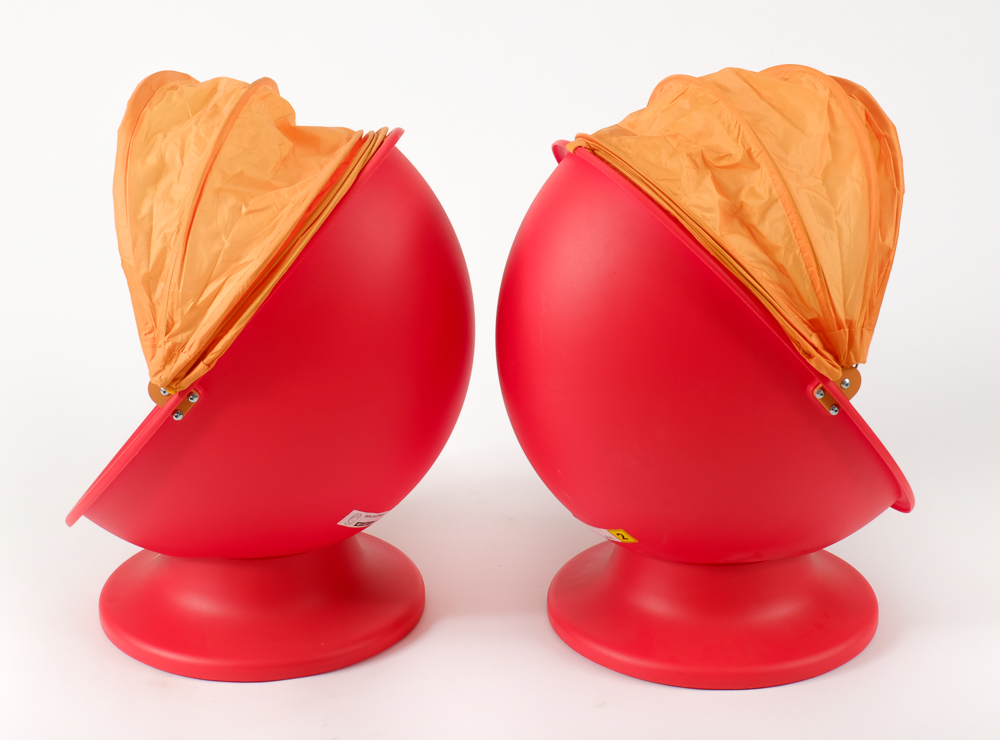 Pair of IKEA Children's Egg Chairs in Red