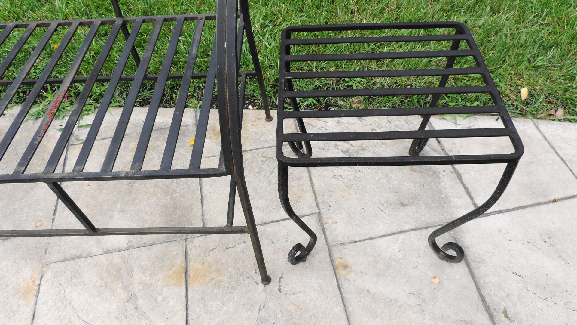 Outdoor Metal Bench and Table