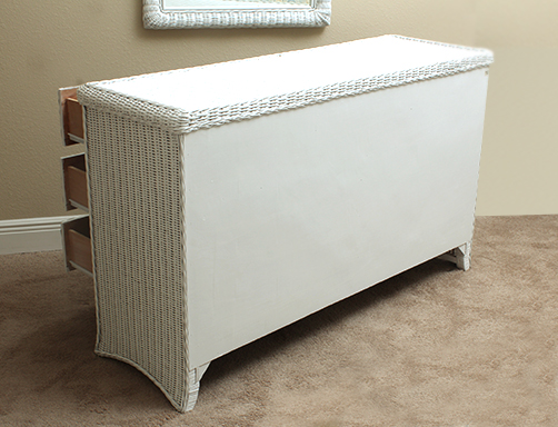 White Wicker Dresser and Mirror