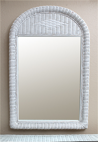 White Wicker Dresser and Mirror