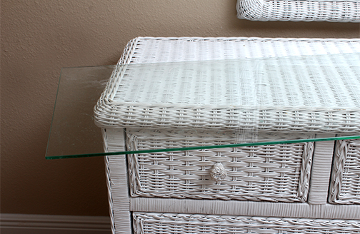 White Wicker Dresser and Mirror
