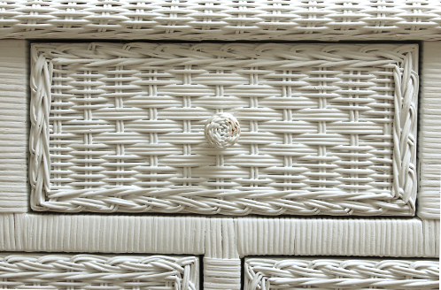 White Wicker Dresser and Mirror
