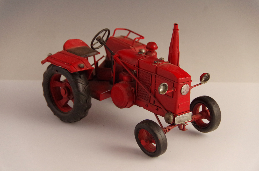 Vintage Red Metal Toy Tractor