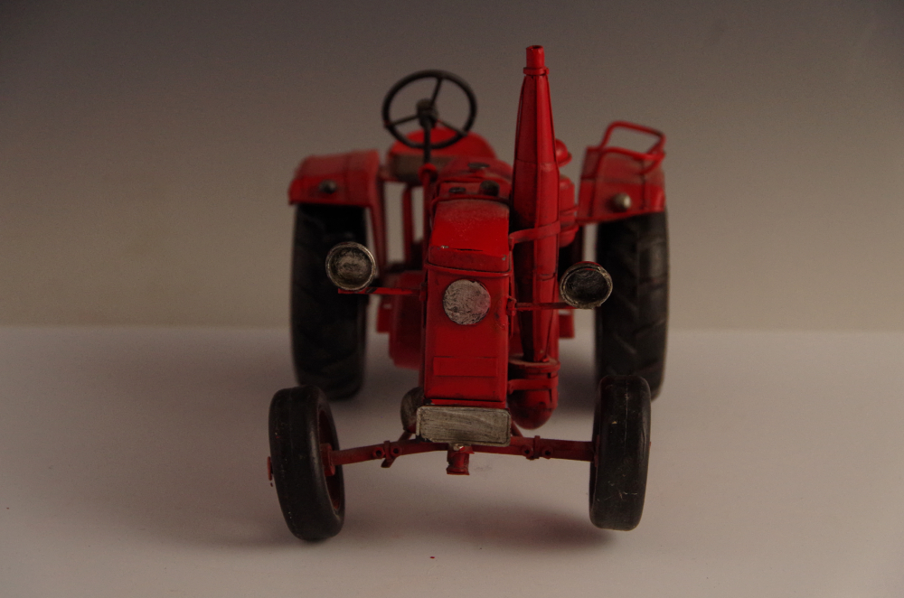 Vintage Red Metal Toy Tractor