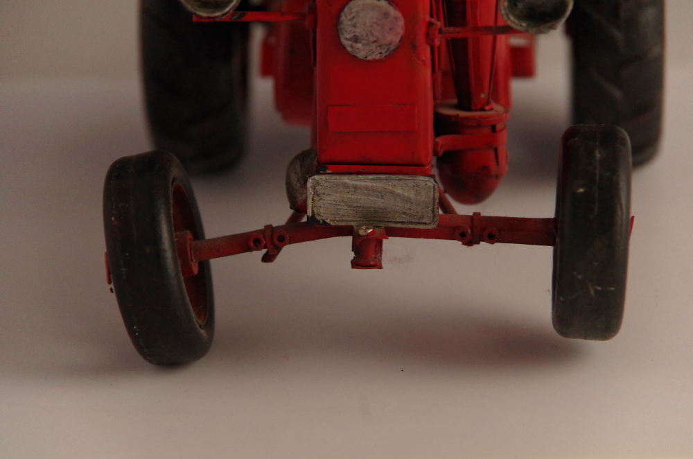 Vintage Red Metal Toy Tractor