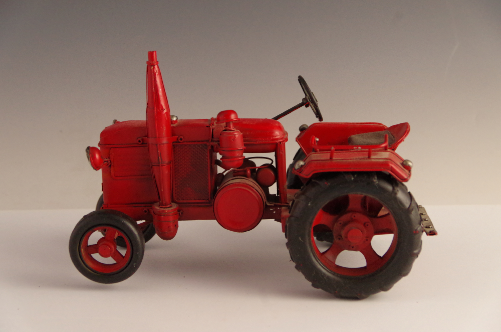 Vintage Red Metal Toy Tractor