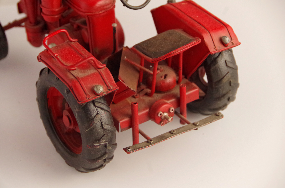 Vintage Red Metal Toy Tractor