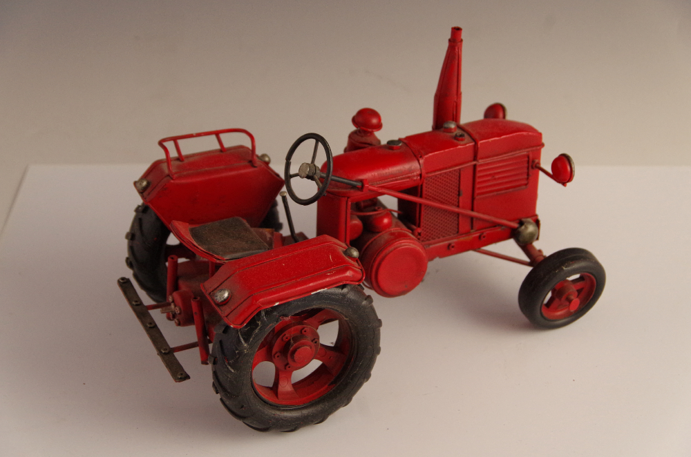Vintage Red Metal Toy Tractor