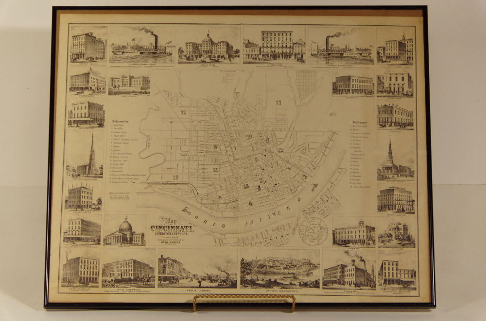 Antique Otto Onken Lithograph Map of CIncinnati