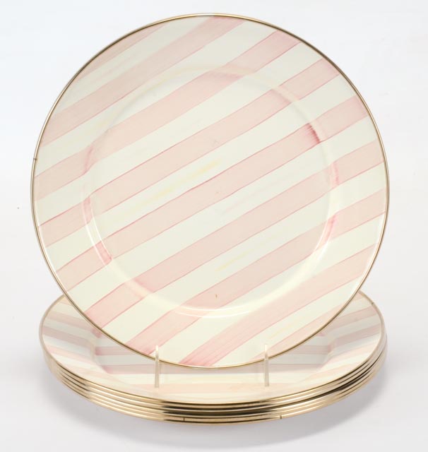 Mackenzie-Childs Plates and Bowls in Pink and White Stripe