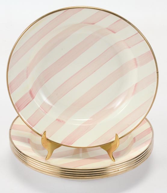 Mackenzie-Childs Plates and Bowls in Pink and White Stripe