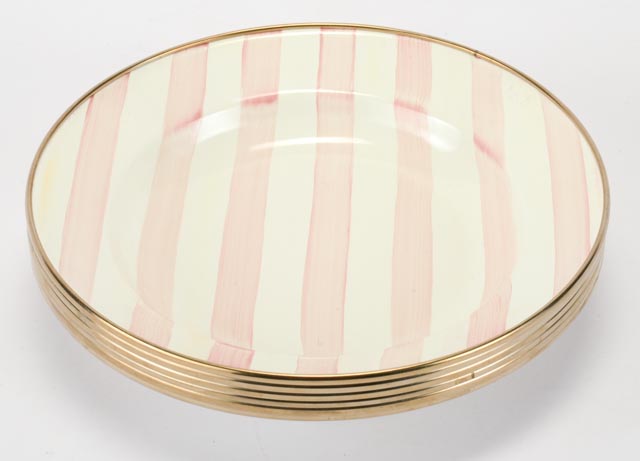 Mackenzie-Childs Plates and Bowls in Pink and White Stripe