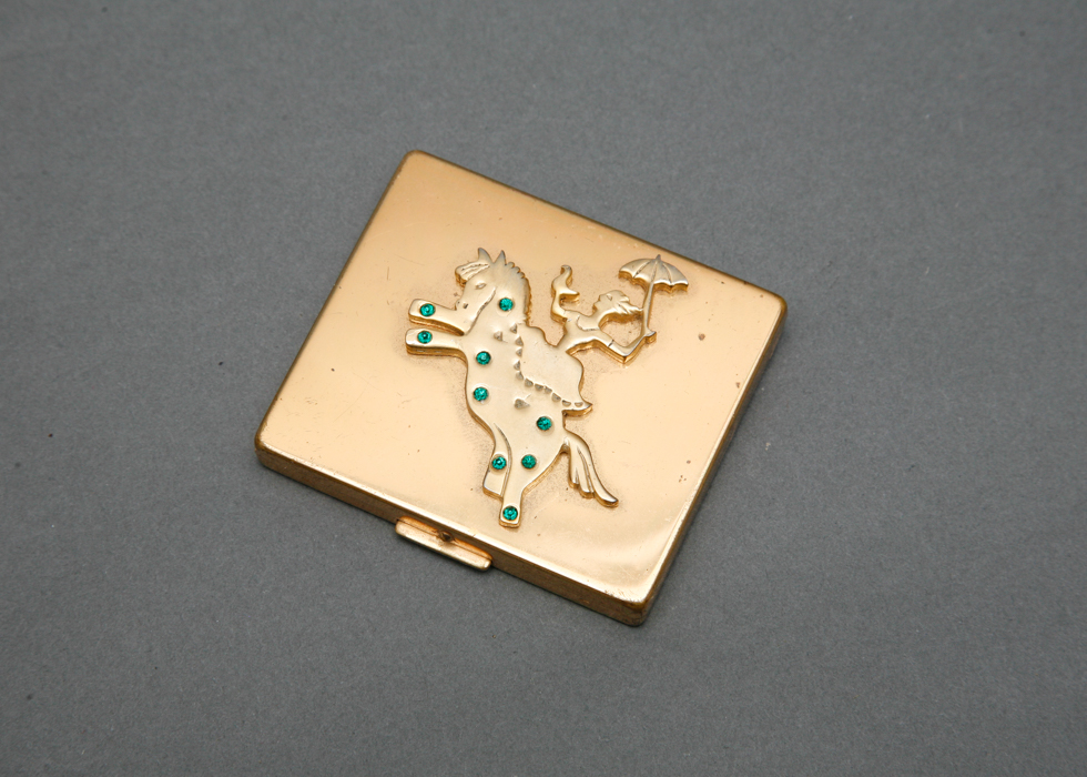 Vintage Cosmetic Containers and Equestrian Paperweight