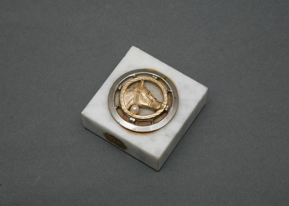 Vintage Cosmetic Containers and Equestrian Paperweight