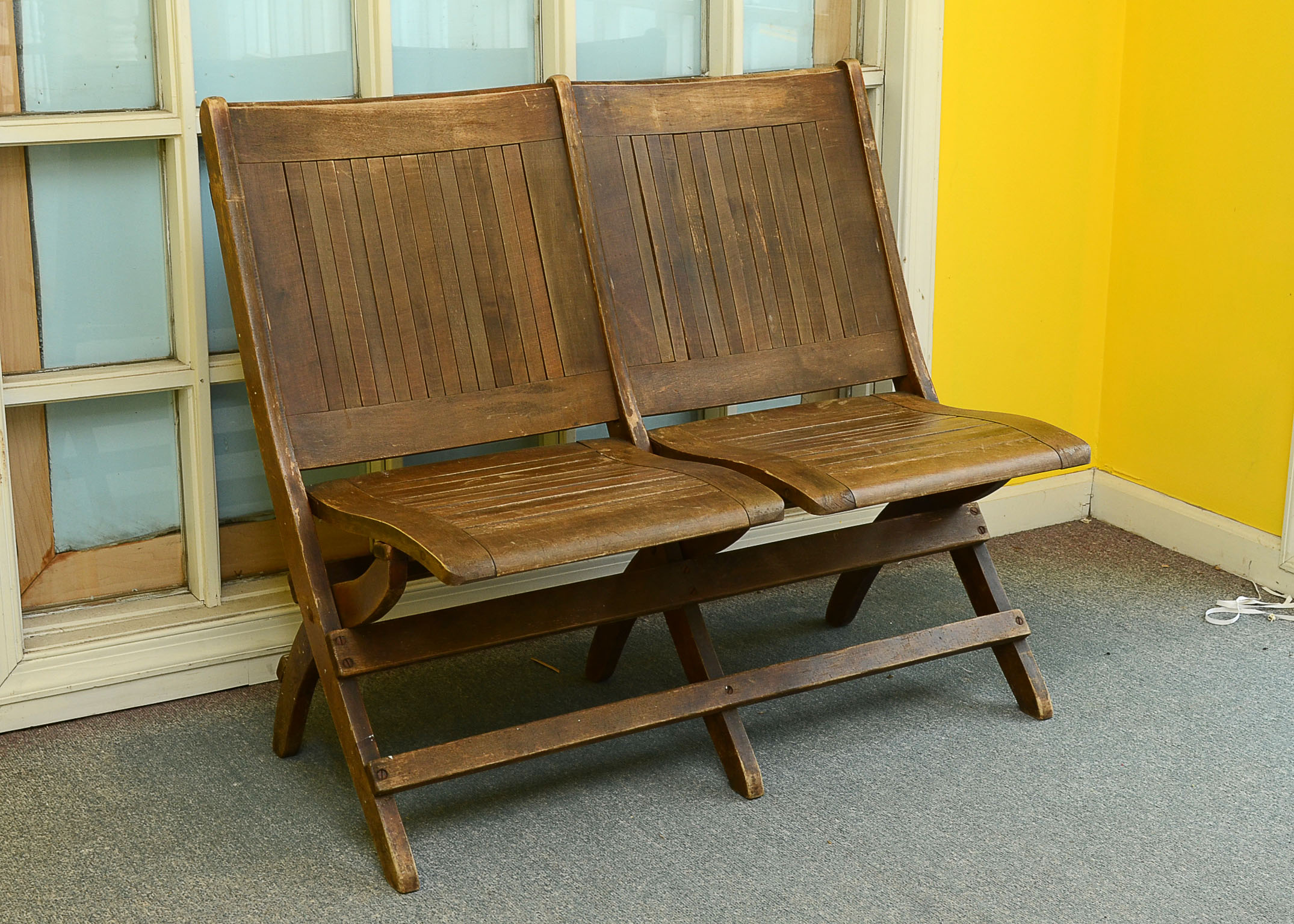 Antique Double Wooden Folding Chair