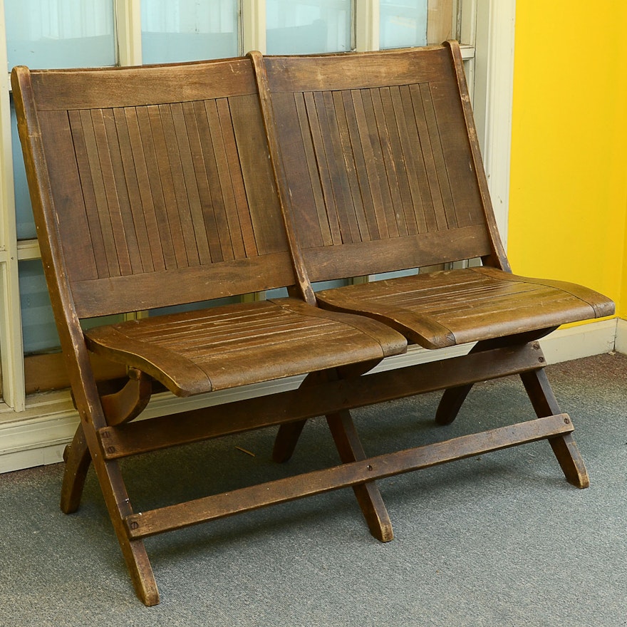 Antique Double Wooden Folding Chair