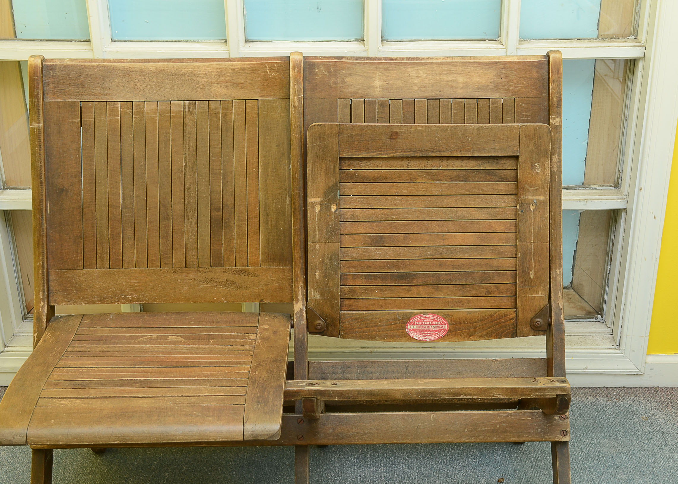 Antique Double Wooden Folding Chair