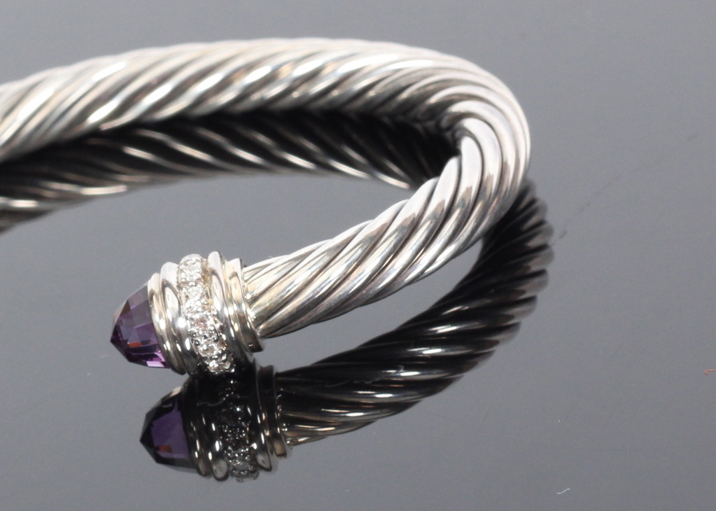 David Yurman Amethyst and Diamond Cable Classics Bracelet