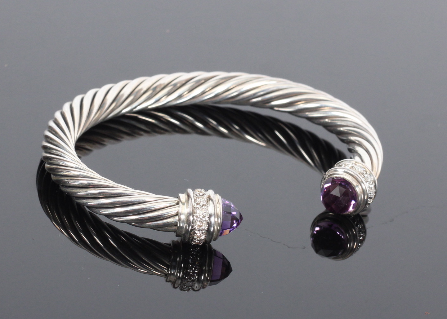 David Yurman Amethyst and Diamond Cable Classics Bracelet